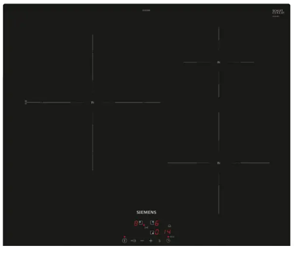 Placa inducción - SIEMENS EH631BJB6E, 3 zonas, 592 mm, Negro