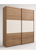 Armario de dos puertas correderas en madera y blanco