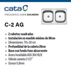 Cata C-2 AG fregadero inox de 2 cubetas, foto 5
